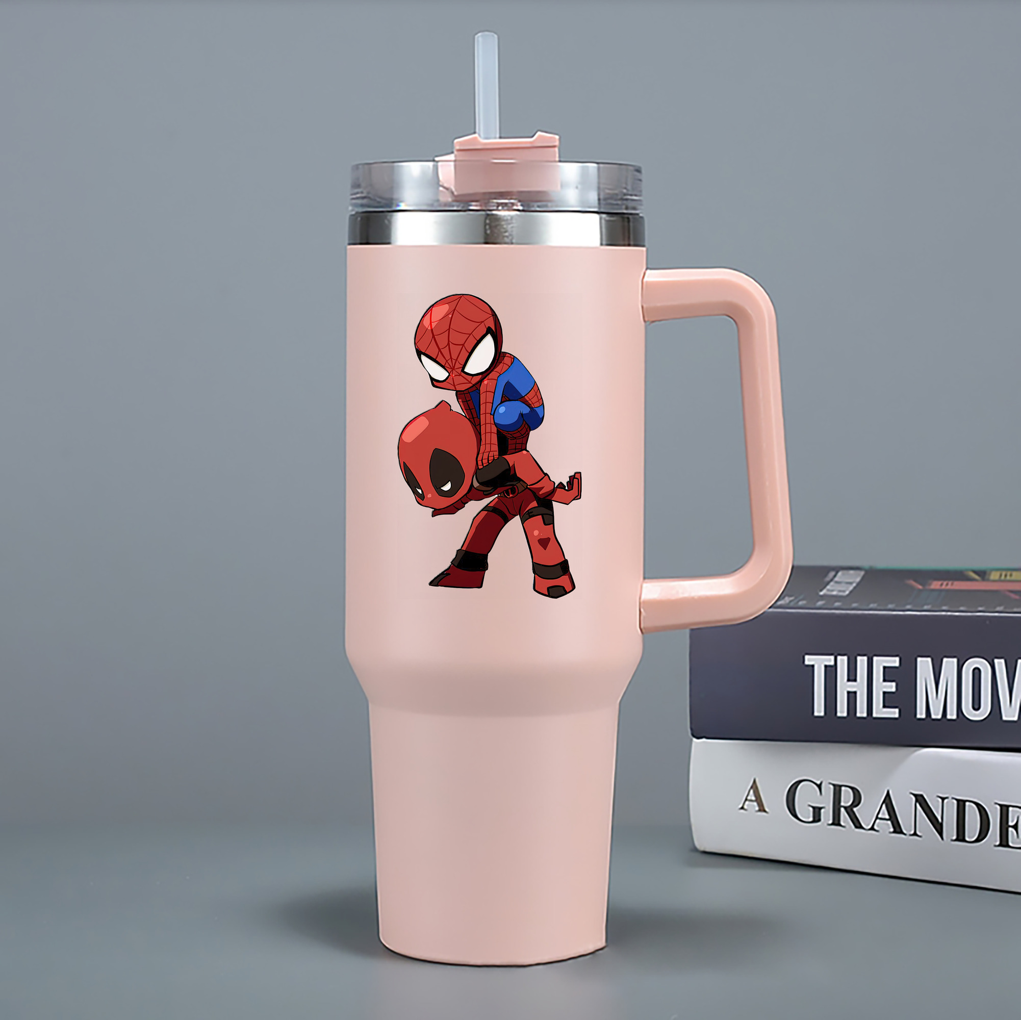 （画像用） Deadpool デッドプール 1200mL車用タンブラー - クリスタルステッカー（プラスチックストロー付き）